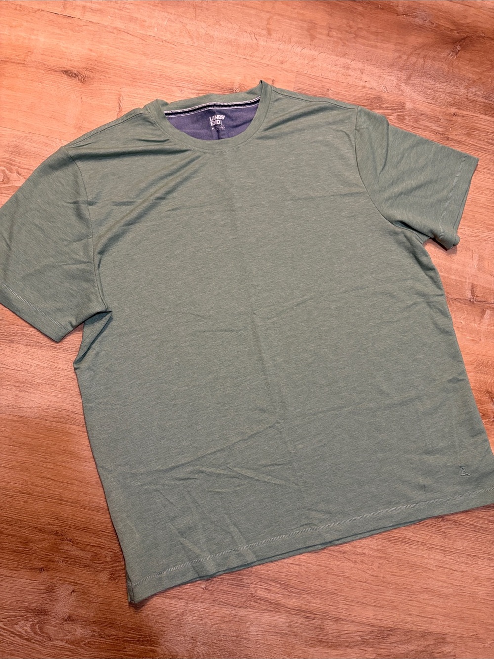Lands' End Men's Short Sleeve Crewneck XL Tee - Sage Green Heather